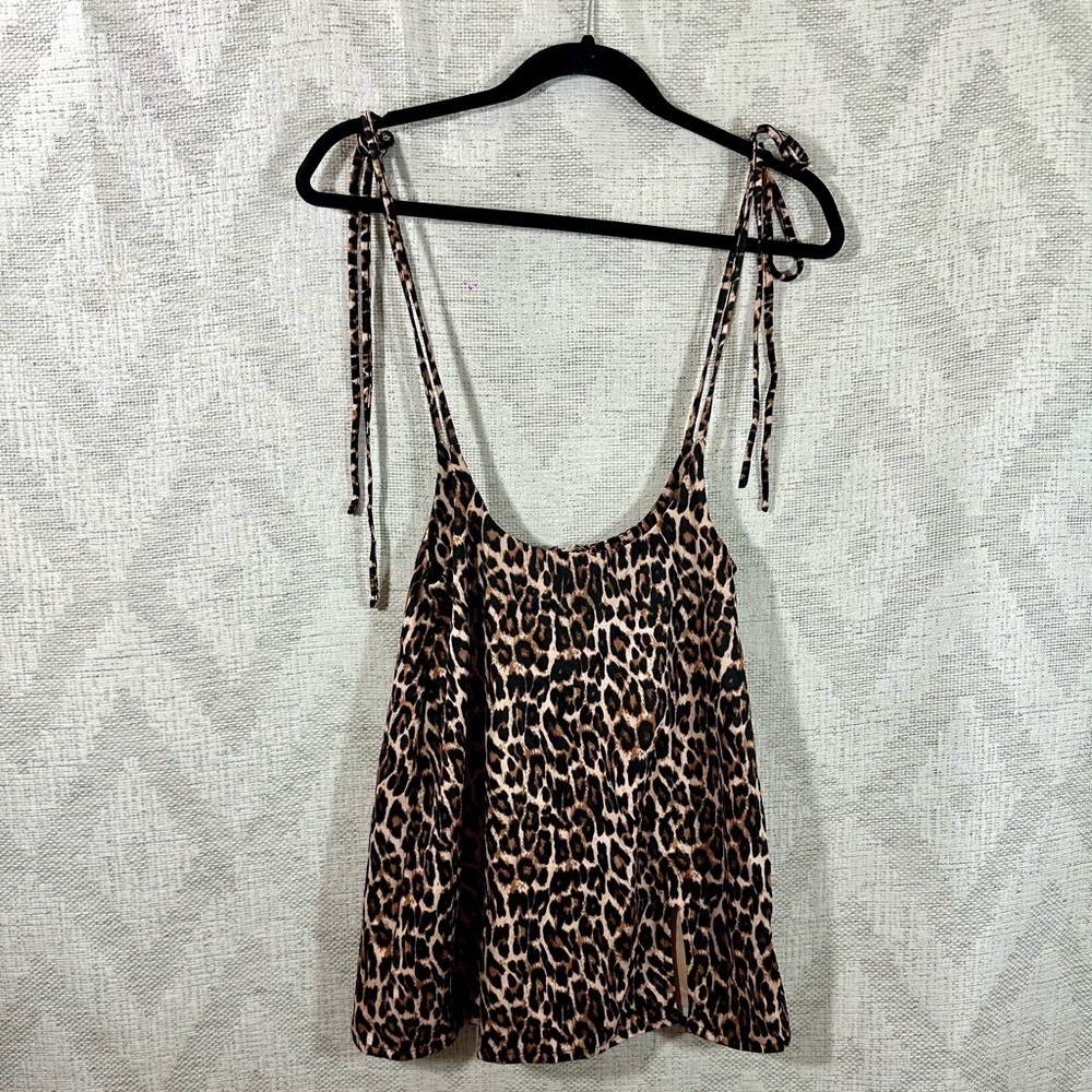 Tiger Mist animal print mini skirt suspenders size M
